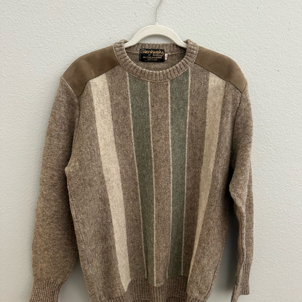 Earthy Striped Crewneck Sweater for Men